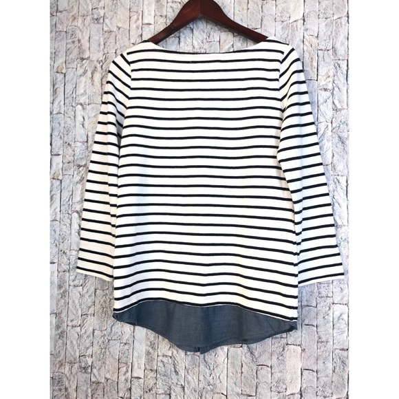 LOFT Stripe Long Sleeve Peplum Top - Picture 2 of 4
